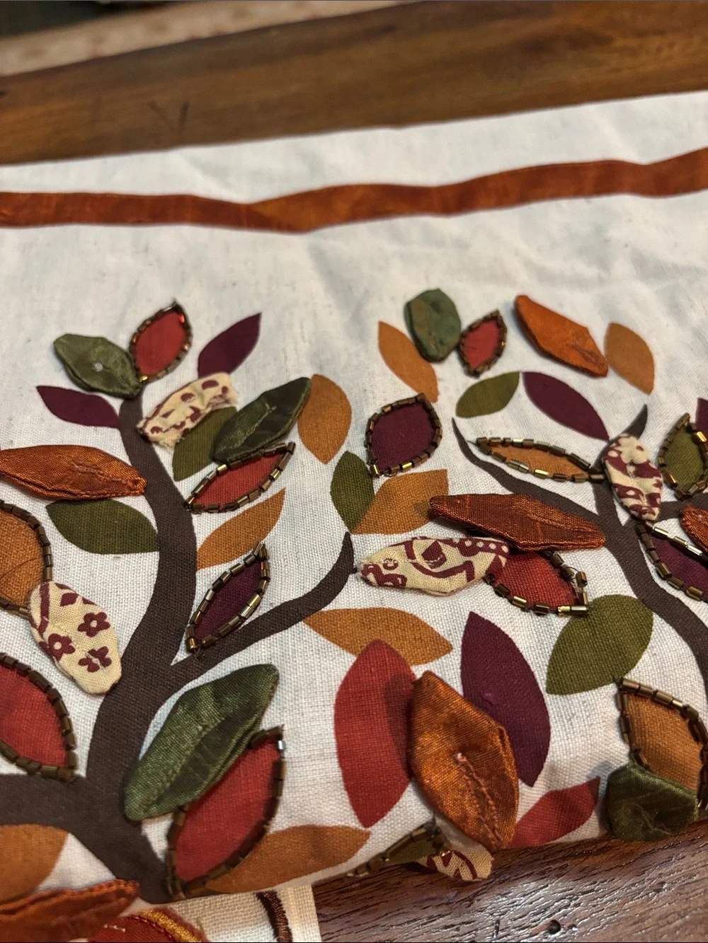 Pier 1 Fall Pumpkin & Tree Kitchen Towels & Table Runner, Orange, Green, Browns